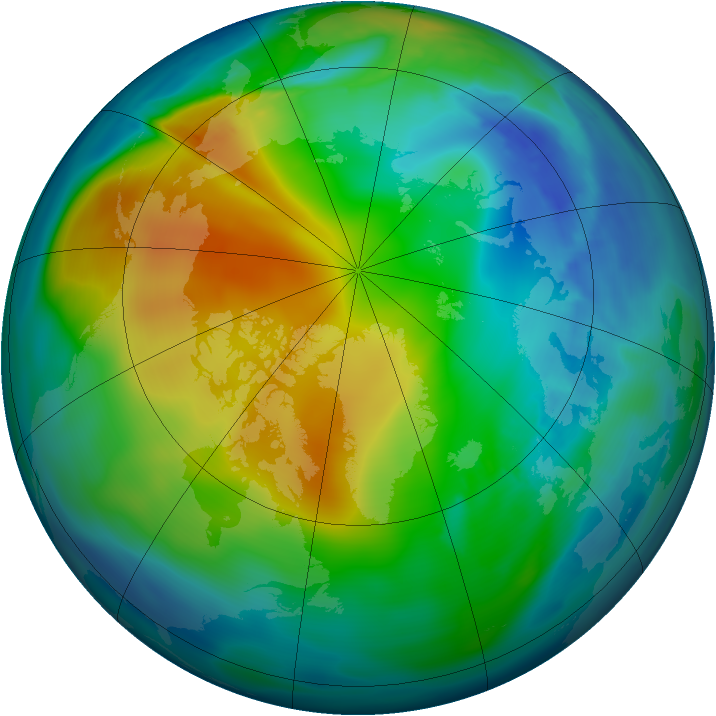 Arctic ozone map for 15 November 2009